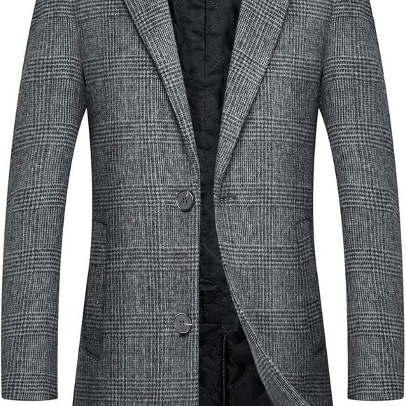 Mens Trench Coat Wool Blend Top Pea Coat Winter Long Single Breasted Overcoat - Picture 1 of 5